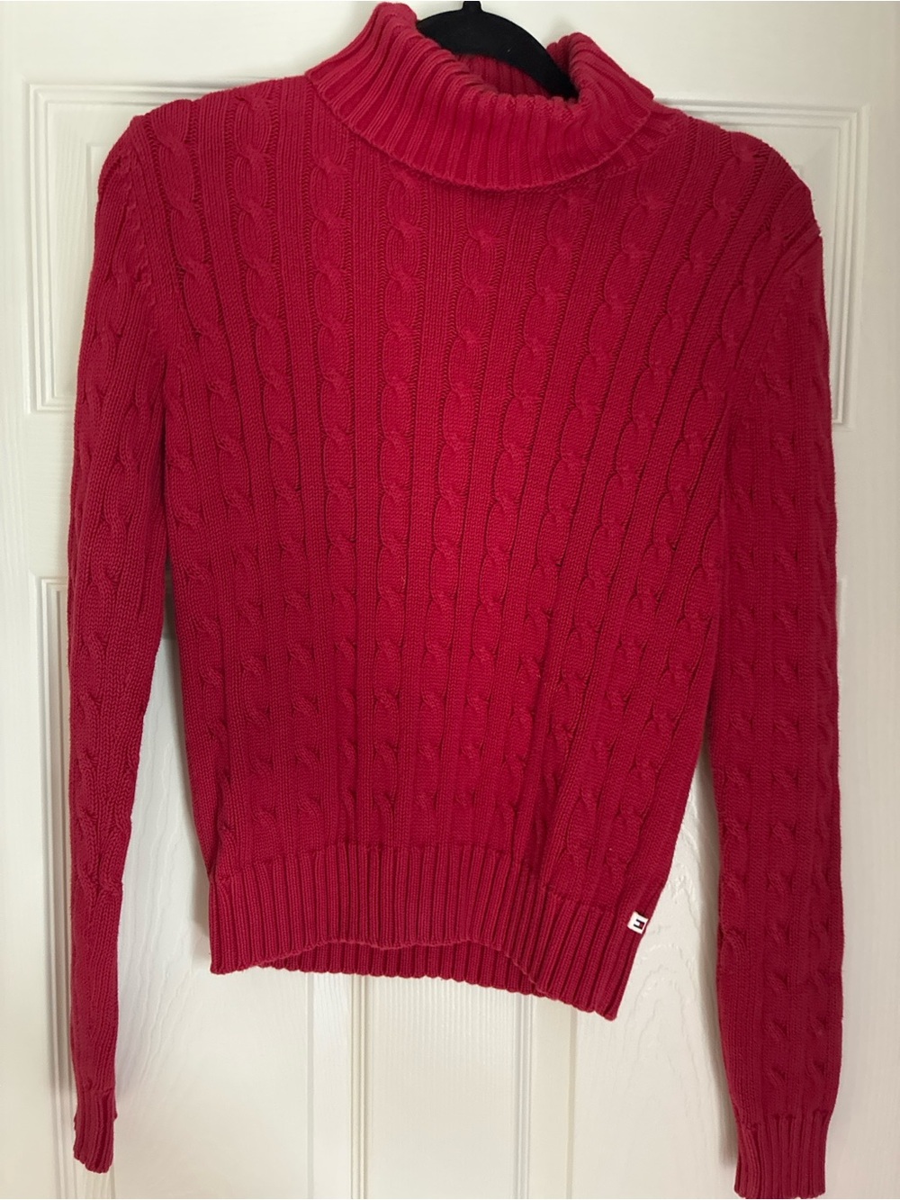 Tommy Hilfiger Cable Knit Turtleneck Sweater - Red
